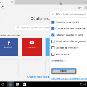 Supprimer l’ historique de navigation Microsoft Edge