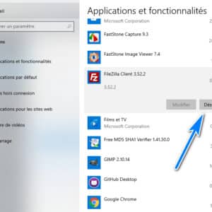 Réparer Désinstaller Supprimer des logiciels sous Windows 10